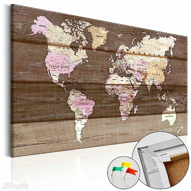 Kép parafán - Wooden World Cork Map